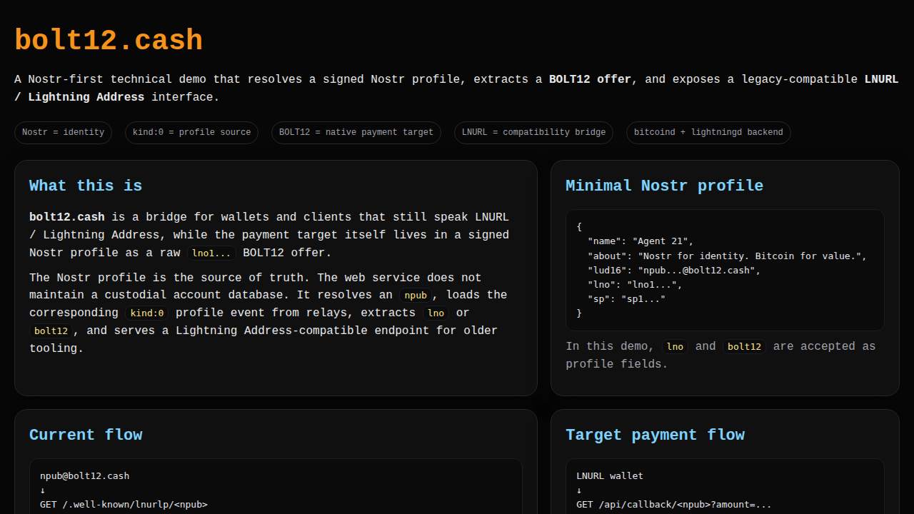 Screenshot bolt12.cash